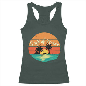 Gulf Of Mexico Racerback Tank Top Forever Beach Palms Summer Vacation TS02 Dark Forest Green Print Your Wear