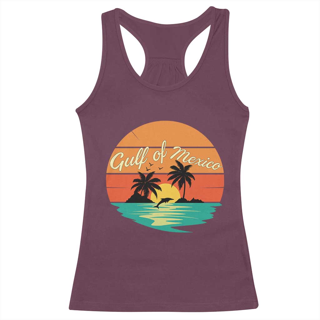 Gulf Of Mexico Racerback Tank Top Forever Beach Palms Summer Vacation TS02 Maroon Print Your Wear