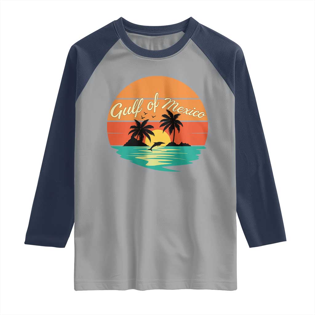 Gulf Of Mexico Raglan Shirt Forever Beach Palms Summer Vacation TS02 Sport Gray Navy Print Your Wear