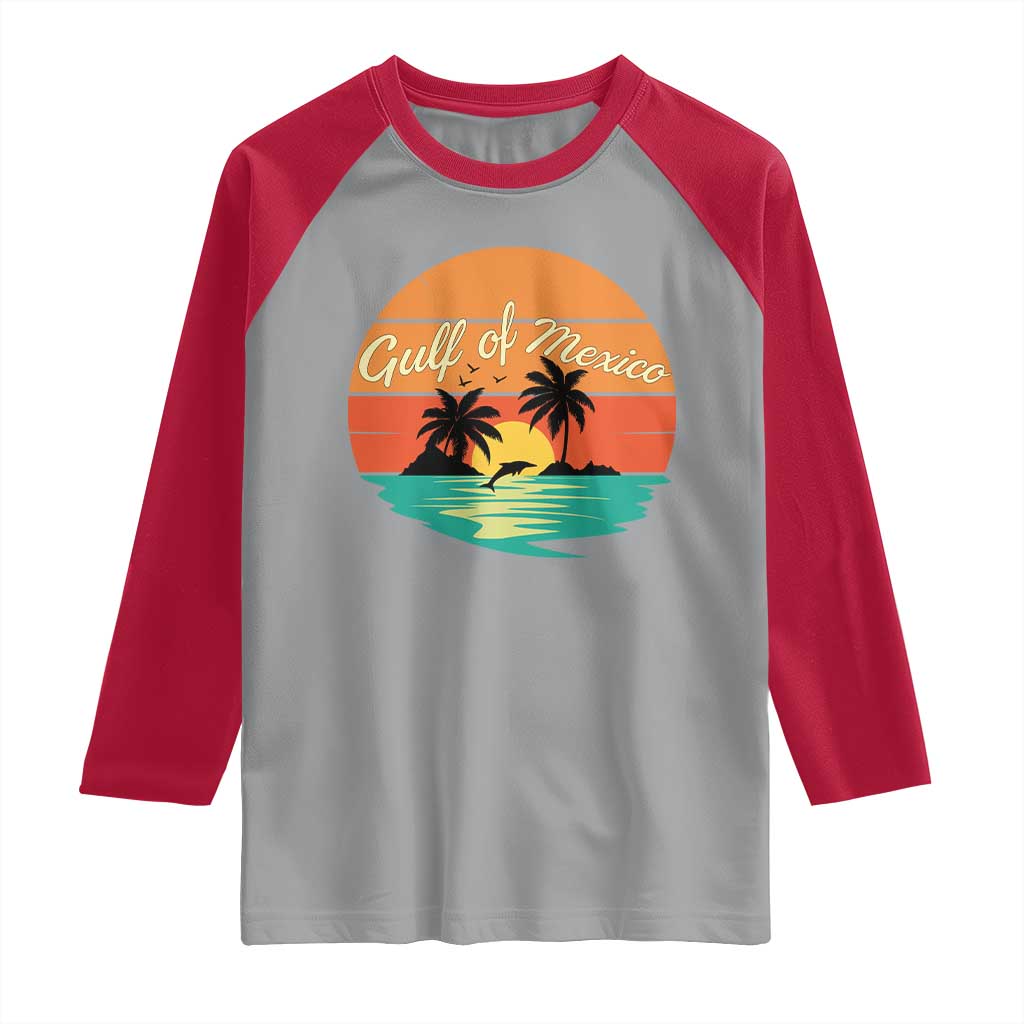 Gulf Of Mexico Raglan Shirt Forever Beach Palms Summer Vacation TS02 Sport Gray Red Print Your Wear