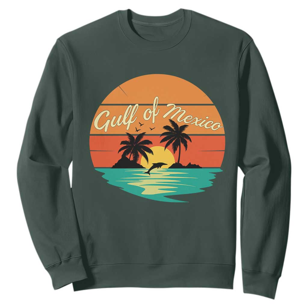 Gulf Of Mexico Sweatshirt Forever Beach Palms Summer Vacation TS02 Dark Forest Green Print Your Wear