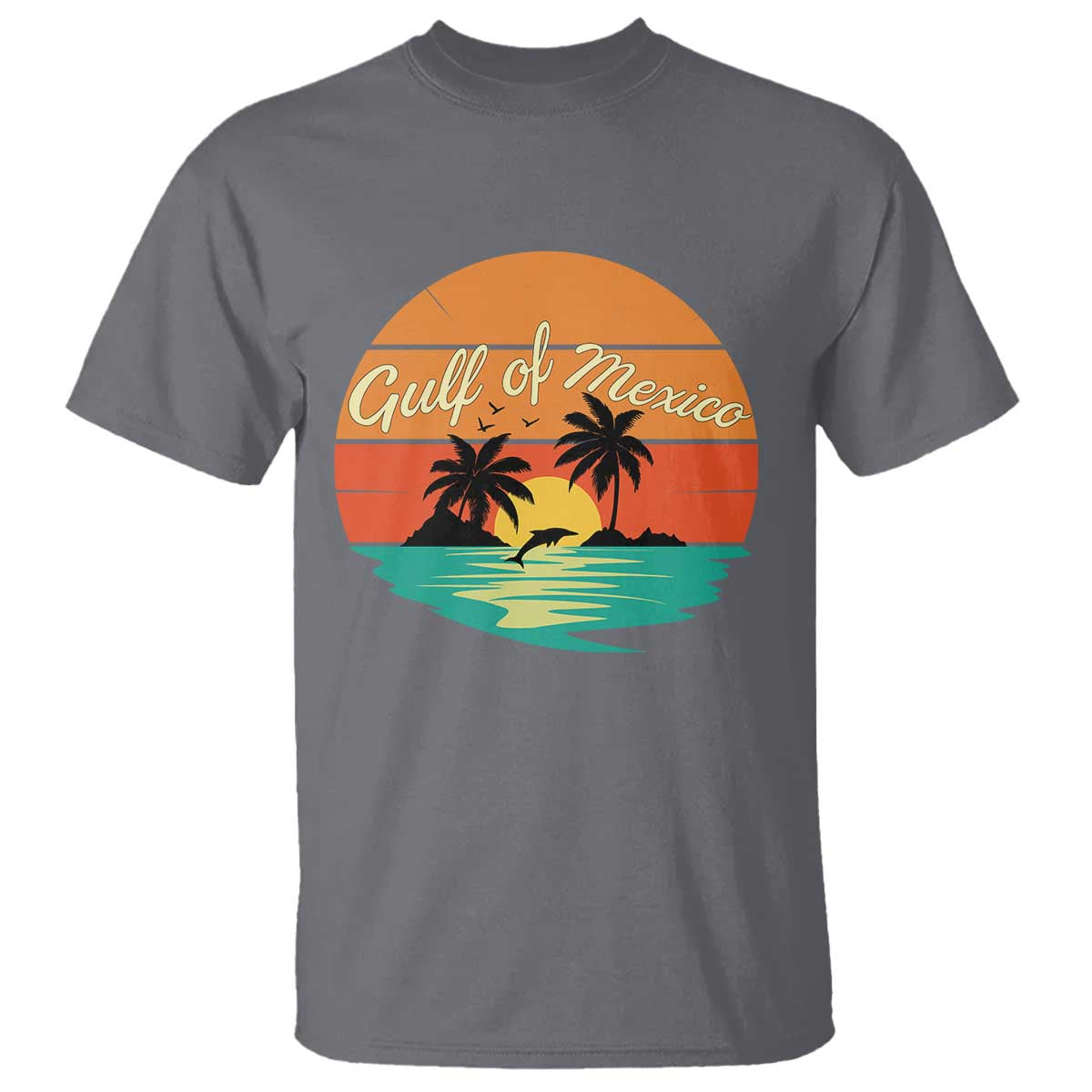 Gulf Of Mexico T Shirt Forever Beach Palms Summer Vacation TS02 Charcoal Print Your Wear