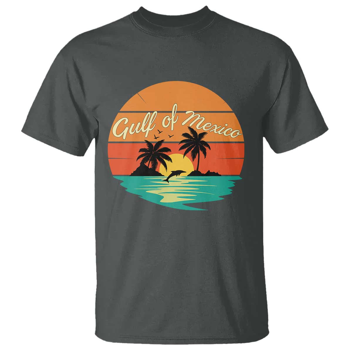 Gulf Of Mexico T Shirt Forever Beach Palms Summer Vacation TS02 Dark Heather Print Your Wear