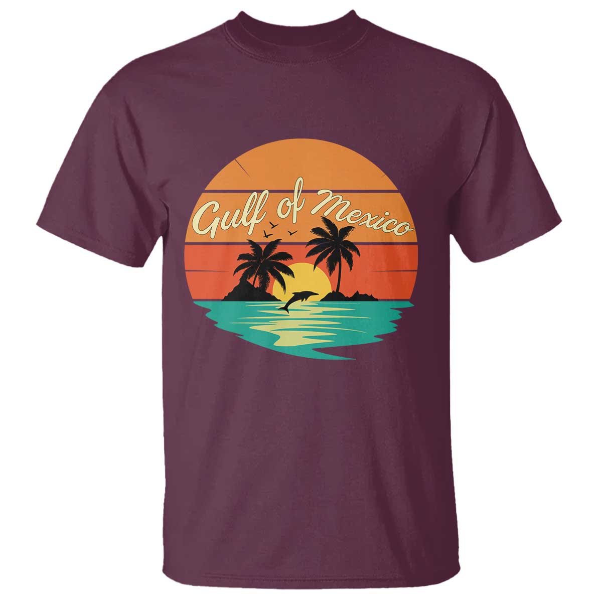 Gulf Of Mexico T Shirt Forever Beach Palms Summer Vacation TS02 Maroon Print Your Wear
