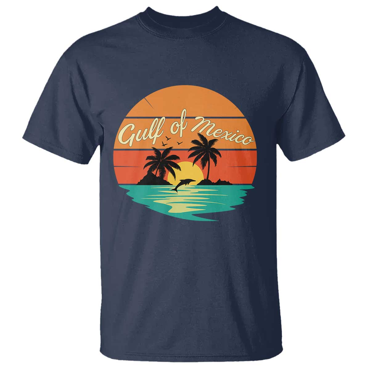 Gulf Of Mexico T Shirt Forever Beach Palms Summer Vacation TS02 Navy Print Your Wear