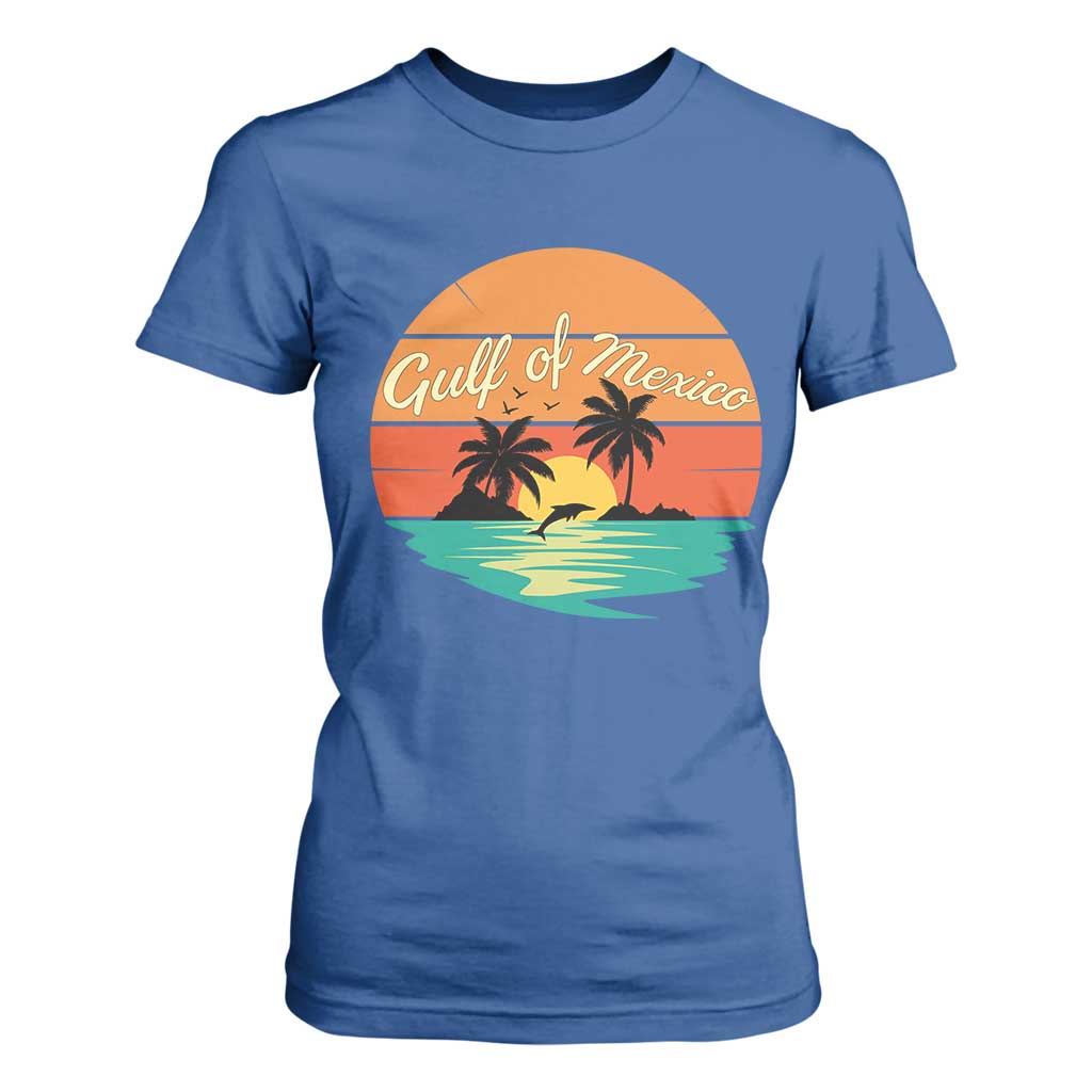 Gulf Of Mexico T Shirt For Women Forever Beach Palms Summer Vacation TS02 Royal Blue Print Your Wear