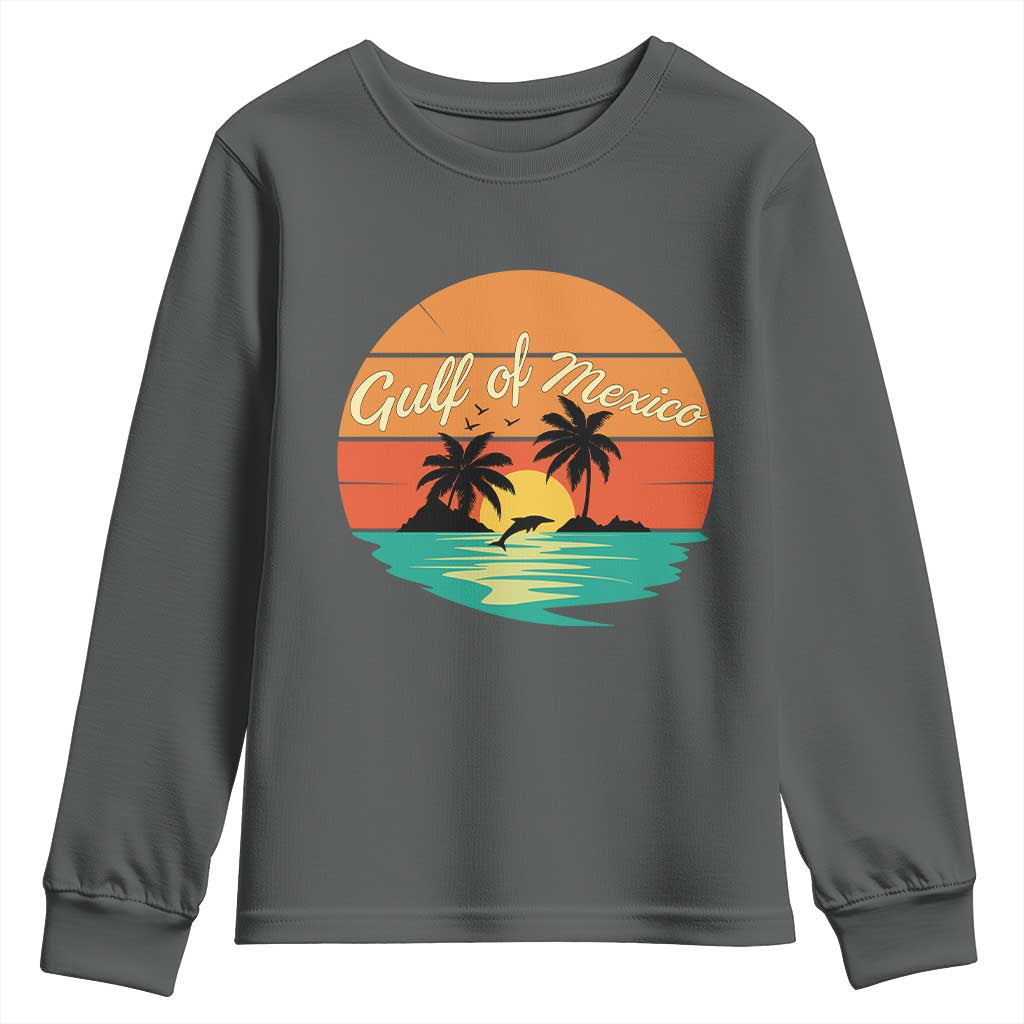 Gulf Of Mexico Youth Sweatshirt Forever Beach Palms Summer Vacation TS02 Dark Heather Print Your Wear