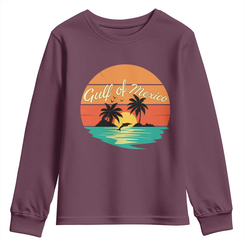 Gulf Of Mexico Youth Sweatshirt Forever Beach Palms Summer Vacation TS02 Maroon Print Your Wear