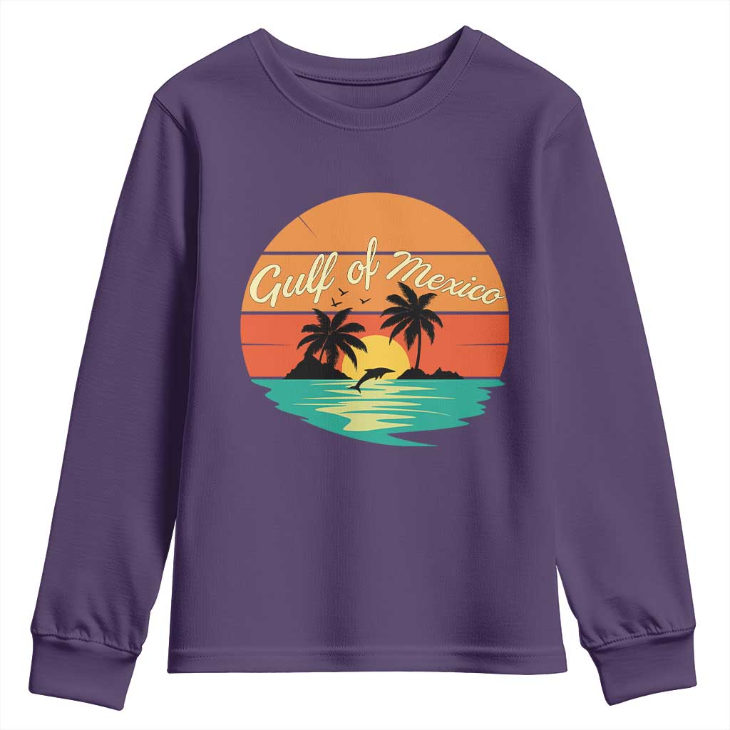 Gulf Of Mexico Youth Sweatshirt Forever Beach Palms Summer Vacation TS02 Purple Print Your Wear
