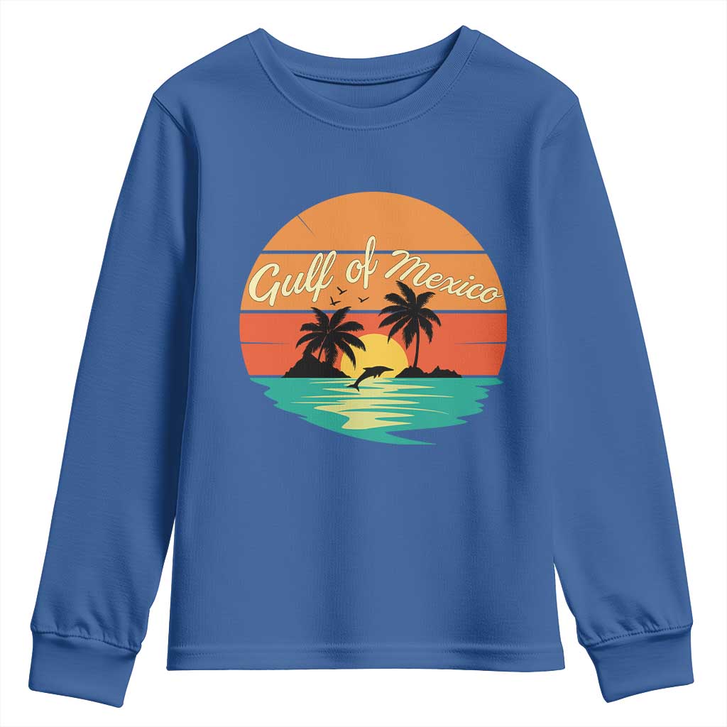Gulf Of Mexico Youth Sweatshirt Forever Beach Palms Summer Vacation TS02 Royal Blue Print Your Wear
