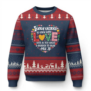 I Have Decided To Stick With Love Ugly Christmas Sweater MLK Black History Month TS02 Navy Red Print Your Wear