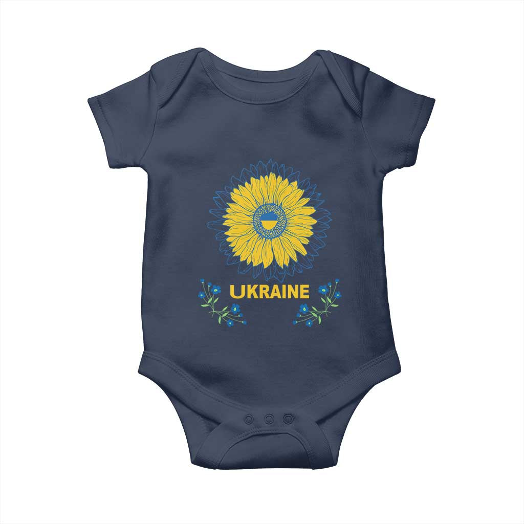 Ukraine Sunflower Baby Onesie Ukrainian Flag TS02 Navy Print Your Wear
