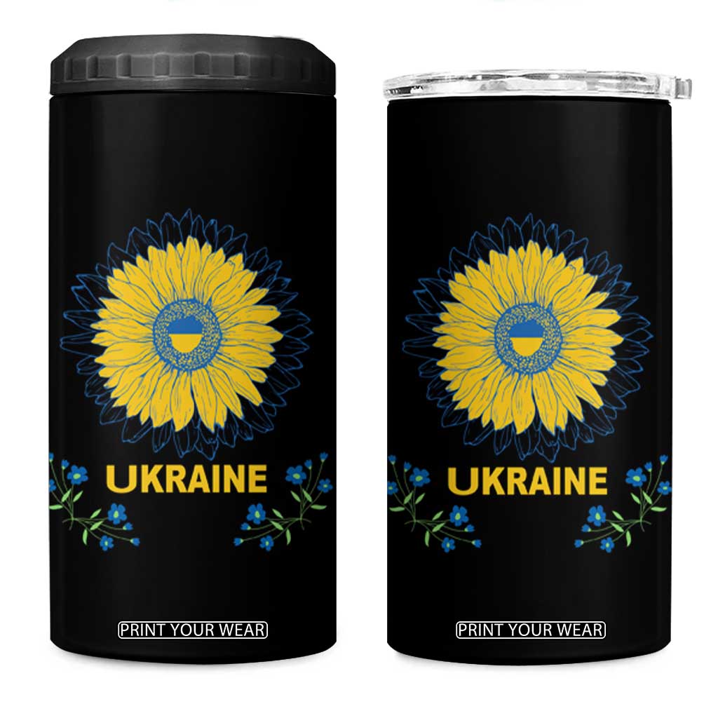 Ukraine Sunflower 4 in 1 Can Cooler Tumbler Ukrainian Flag TS02 One Size: 16 oz Black Print Your Wear