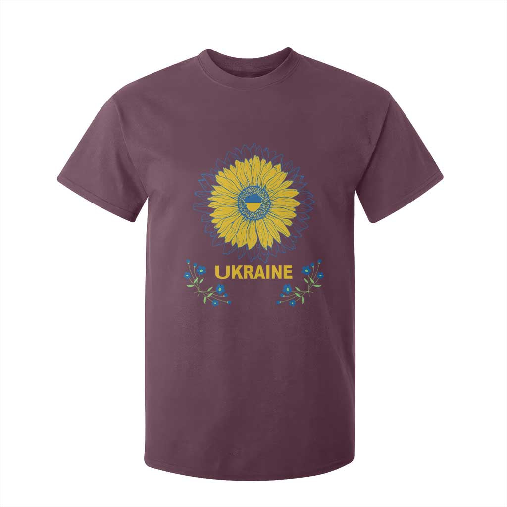 Ukraine Sunflower T Shirt For Kid Ukrainian Flag TS02 Maroon Print Your Wear