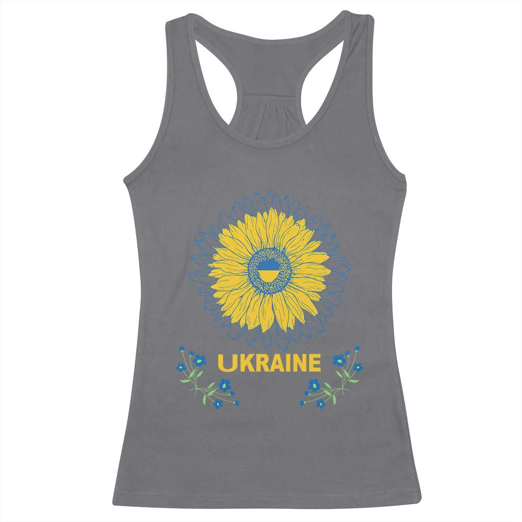 Ukraine Sunflower Racerback Tank Top Ukrainian Flag TS02 Charcoal Print Your Wear