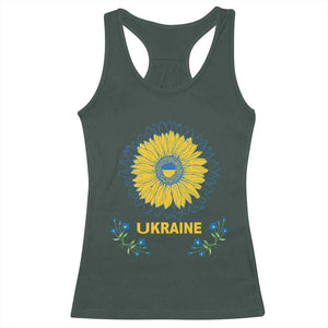 Ukraine Sunflower Racerback Tank Top Ukrainian Flag TS02 Dark Forest Green Print Your Wear