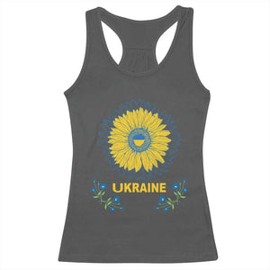 Ukraine Sunflower Racerback Tank Top Ukrainian Flag TS02 Dark Heather Print Your Wear