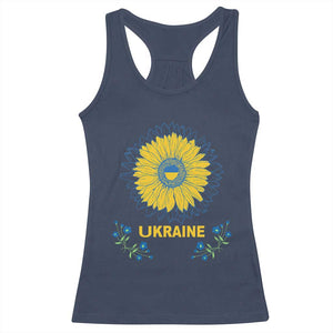 Ukraine Sunflower Racerback Tank Top Ukrainian Flag TS02 Navy Print Your Wear
