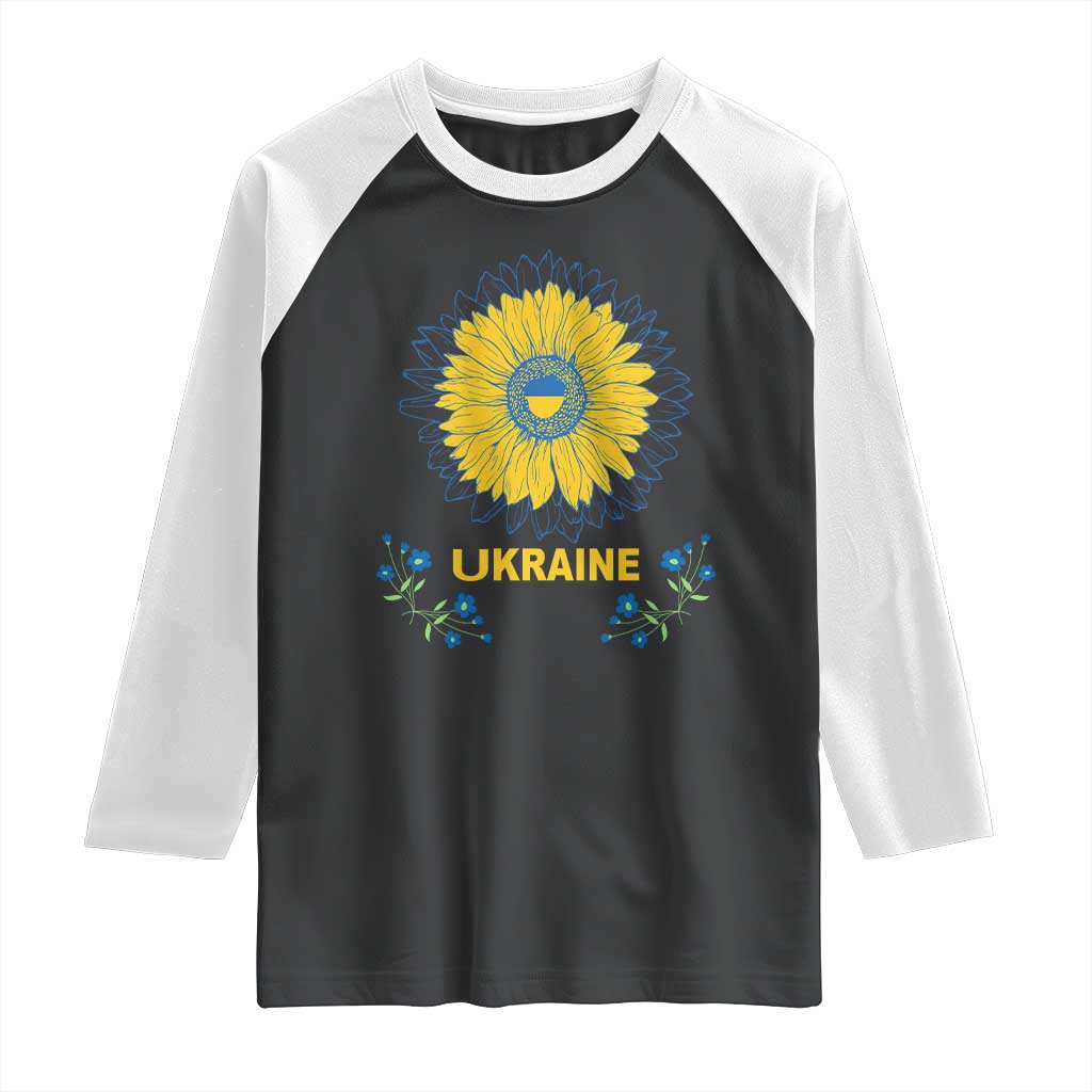Ukraine Sunflower Raglan Shirt Ukrainian Flag TS02 Black White Print Your Wear