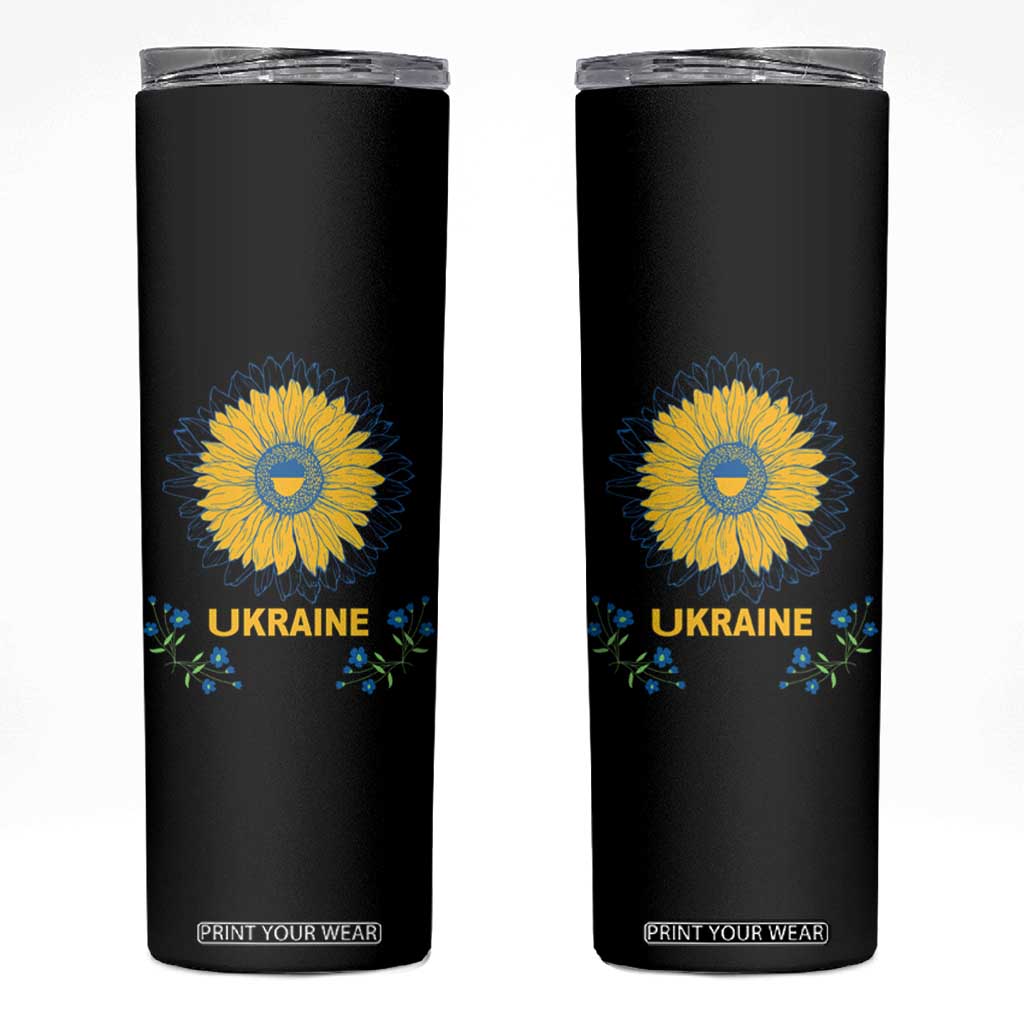 Ukraine Sunflower Skinny Tumbler Ukrainian Flag TS02 Black Print Your Wear