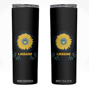 Ukraine Sunflower Skinny Tumbler Ukrainian Flag TS02 Black Print Your Wear