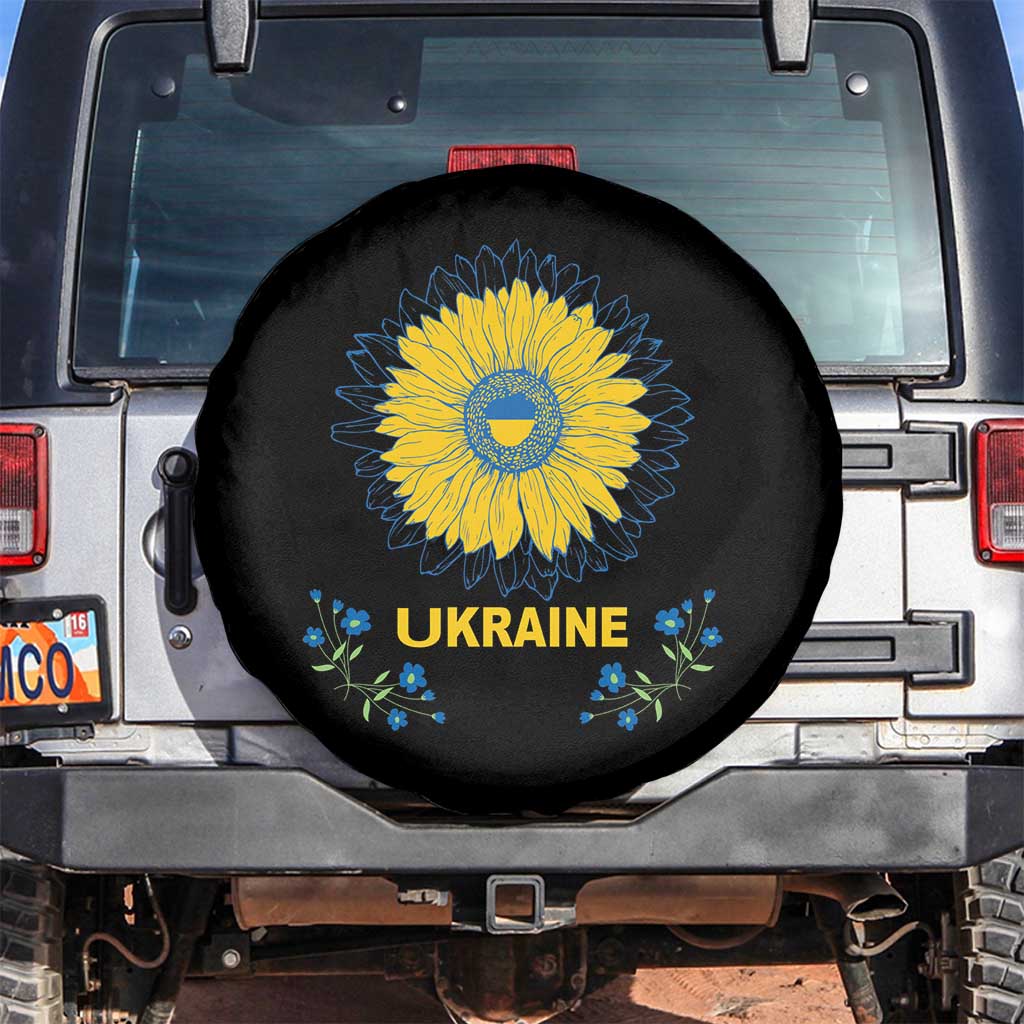 Ukraine Sunflower Spare Tire Cover Ukrainian Flag TS02 No hole Black Print Your Wear