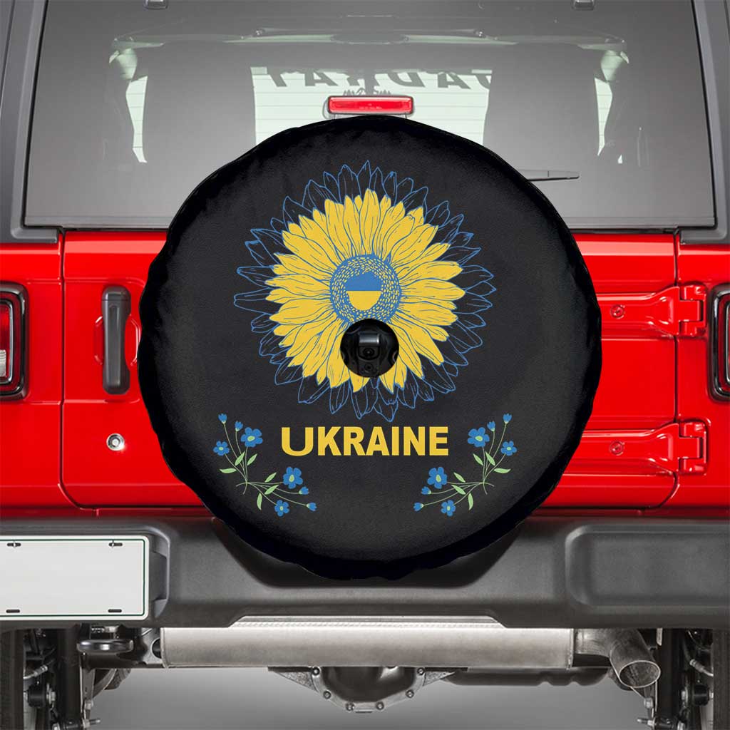 Ukraine Sunflower Spare Tire Cover Ukrainian Flag TS02 Black Print Your Wear