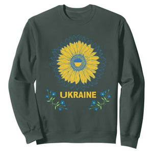 Ukraine Sunflower Sweatshirt Ukrainian Flag TS02 Dark Forest Green Print Your Wear