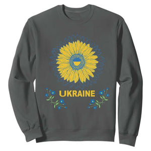 Ukraine Sunflower Sweatshirt Ukrainian Flag TS02 Dark Heather Print Your Wear