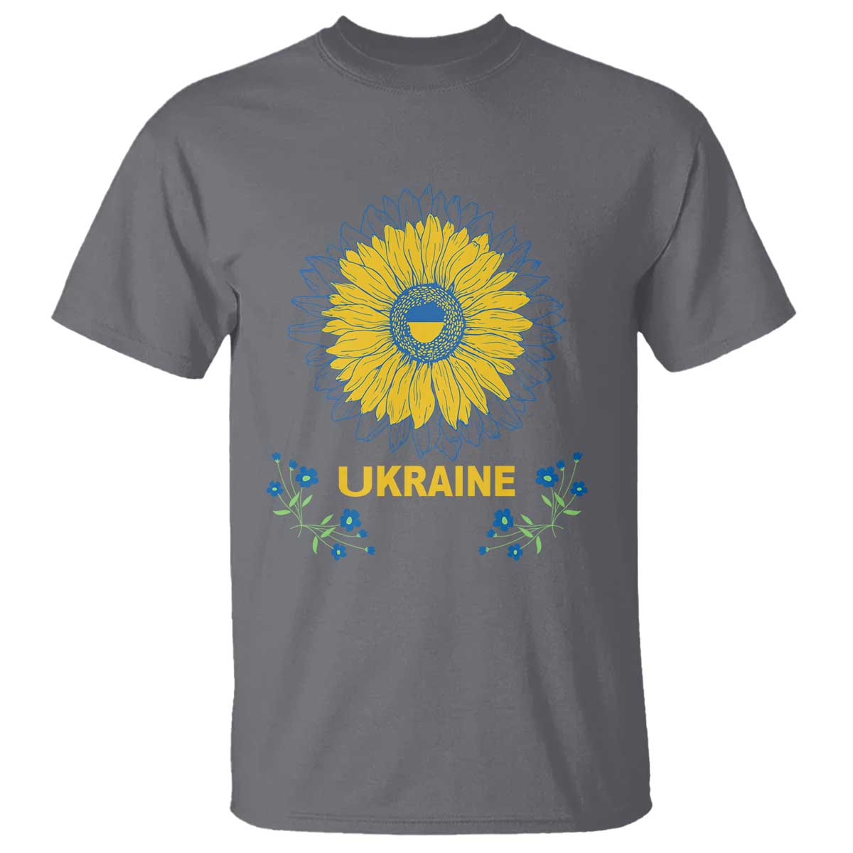 Ukraine Sunflower T Shirt Ukrainian Flag TS02 Charcoal Print Your Wear