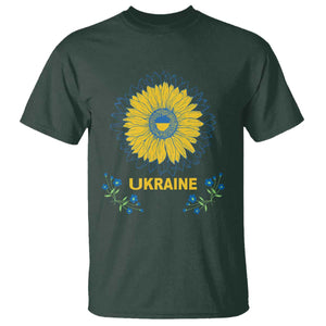 Ukraine Sunflower T Shirt Ukrainian Flag TS02 Dark Forest Green Print Your Wear