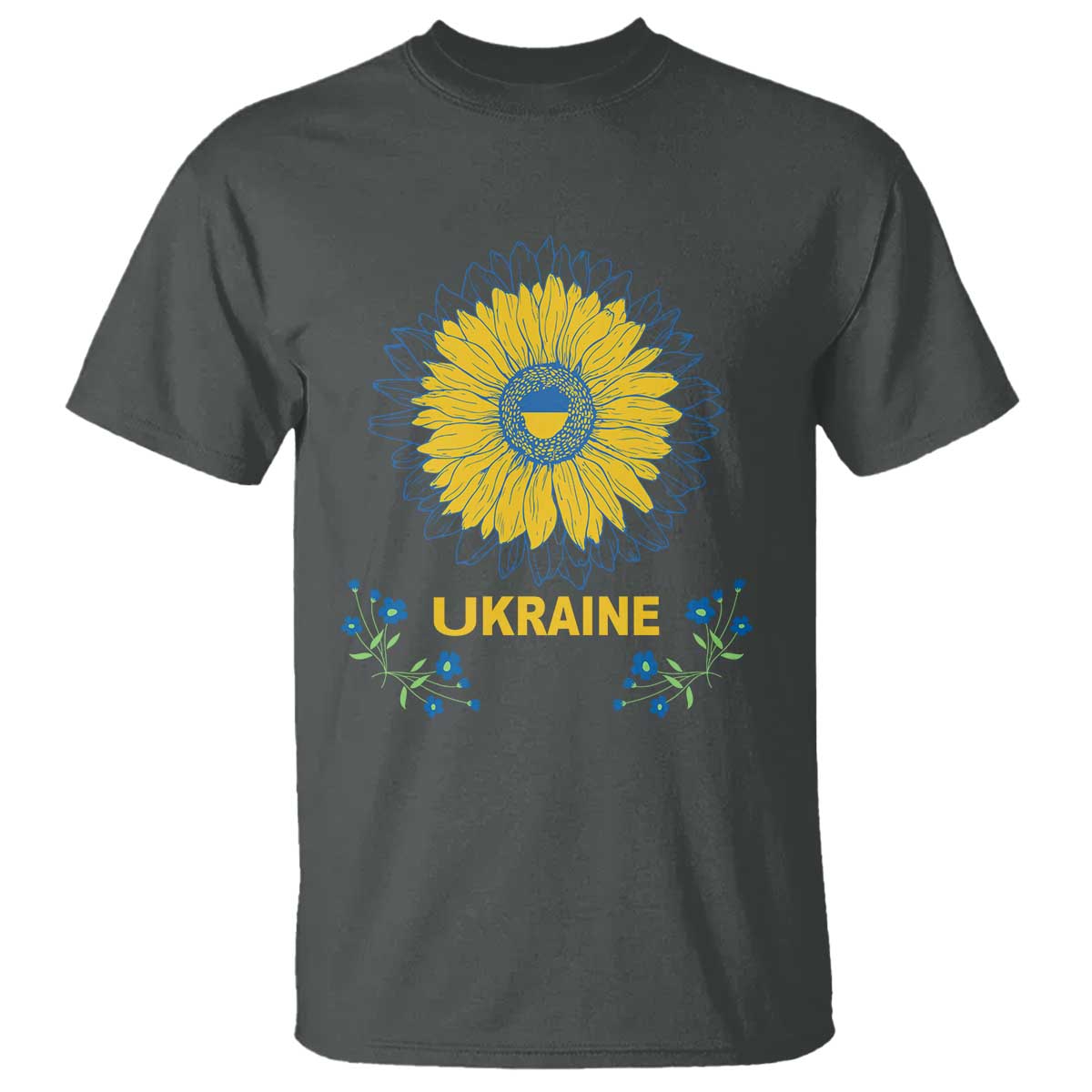 Ukraine Sunflower T Shirt Ukrainian Flag TS02 Dark Heather Print Your Wear