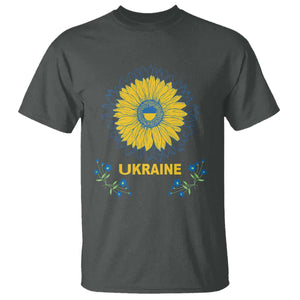 Ukraine Sunflower T Shirt Ukrainian Flag TS02 Dark Heather Print Your Wear