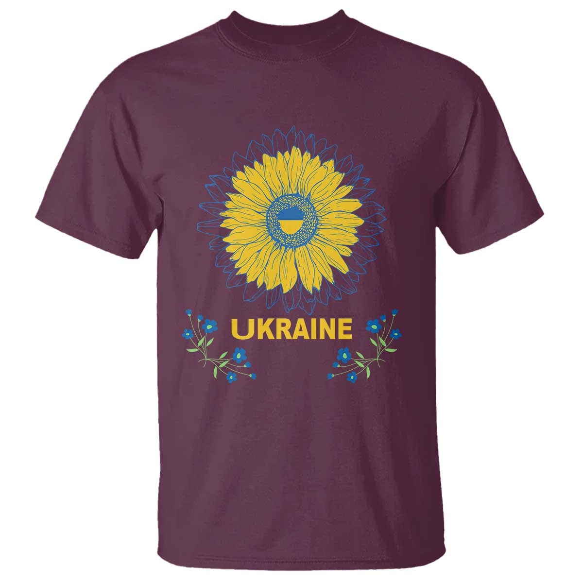Ukraine Sunflower T Shirt Ukrainian Flag TS02 Maroon Print Your Wear