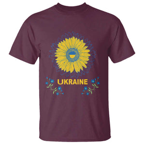 Ukraine Sunflower T Shirt Ukrainian Flag TS02 Maroon Print Your Wear