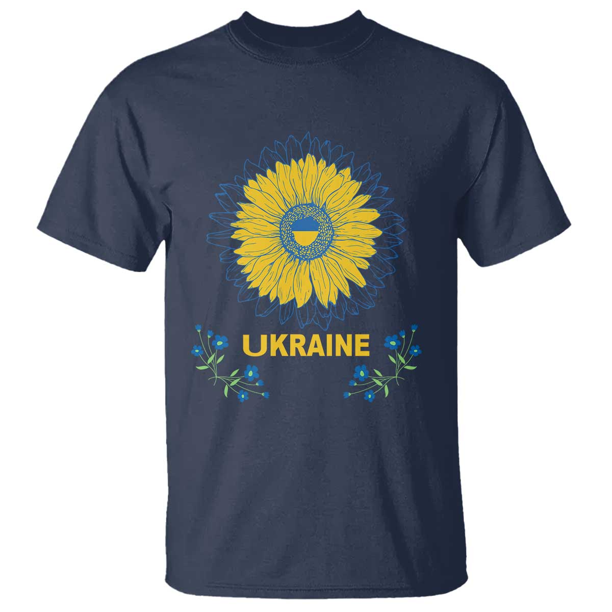 Ukraine Sunflower T Shirt Ukrainian Flag TS02 Navy Print Your Wear