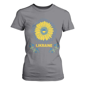 Ukraine Sunflower T Shirt For Women Ukrainian Flag TS02 Charcoal Print Your Wear