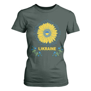 Ukraine Sunflower T Shirt For Women Ukrainian Flag TS02 Dark Forest Green Print Your Wear