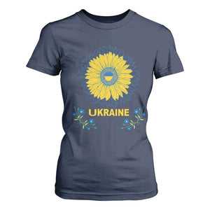 Ukraine Sunflower T Shirt For Women Ukrainian Flag TS02 Navy Print Your Wear