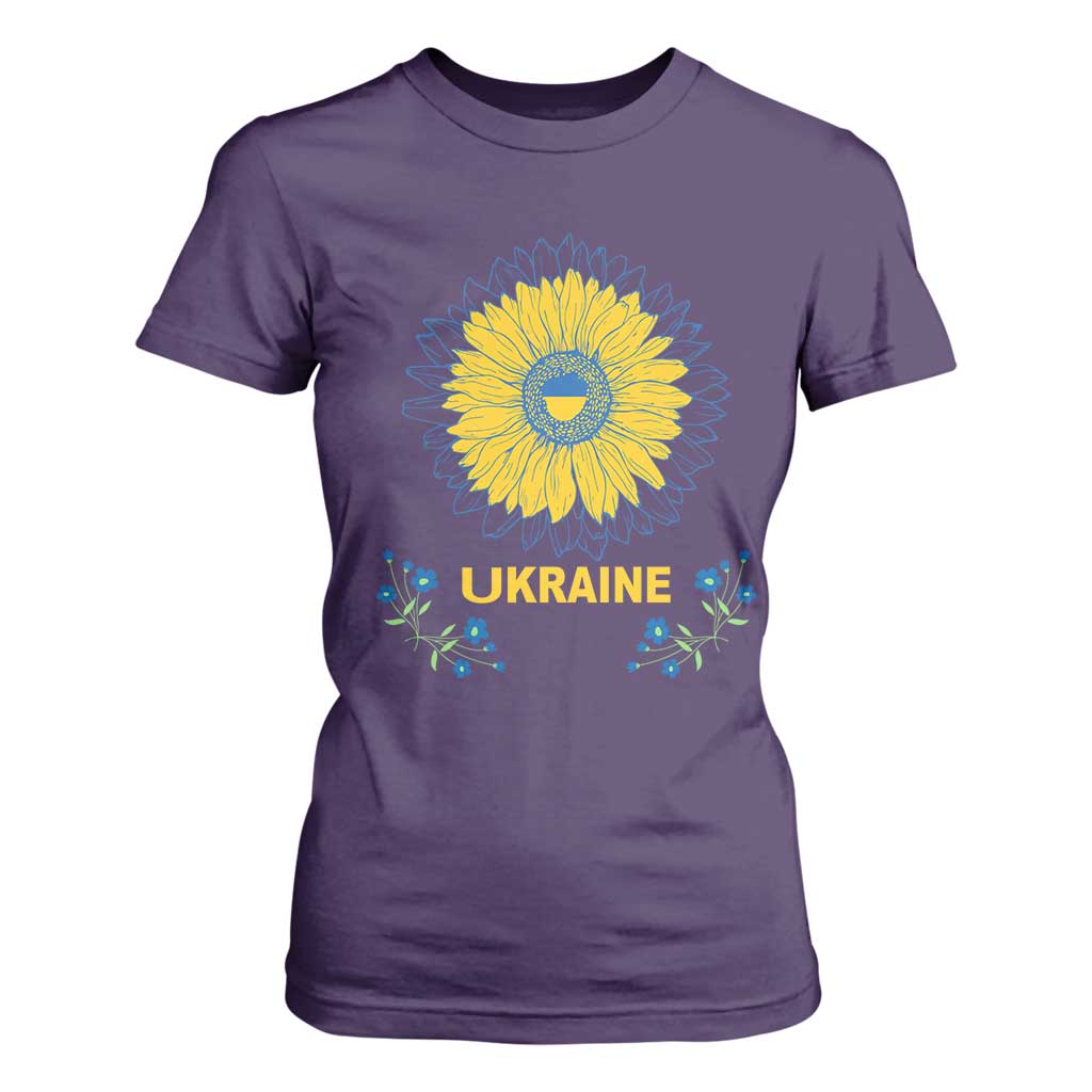 Ukraine Sunflower T Shirt For Women Ukrainian Flag TS02 Purple Print Your Wear