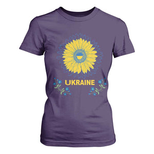 Ukraine Sunflower T Shirt For Women Ukrainian Flag TS02 Purple Print Your Wear