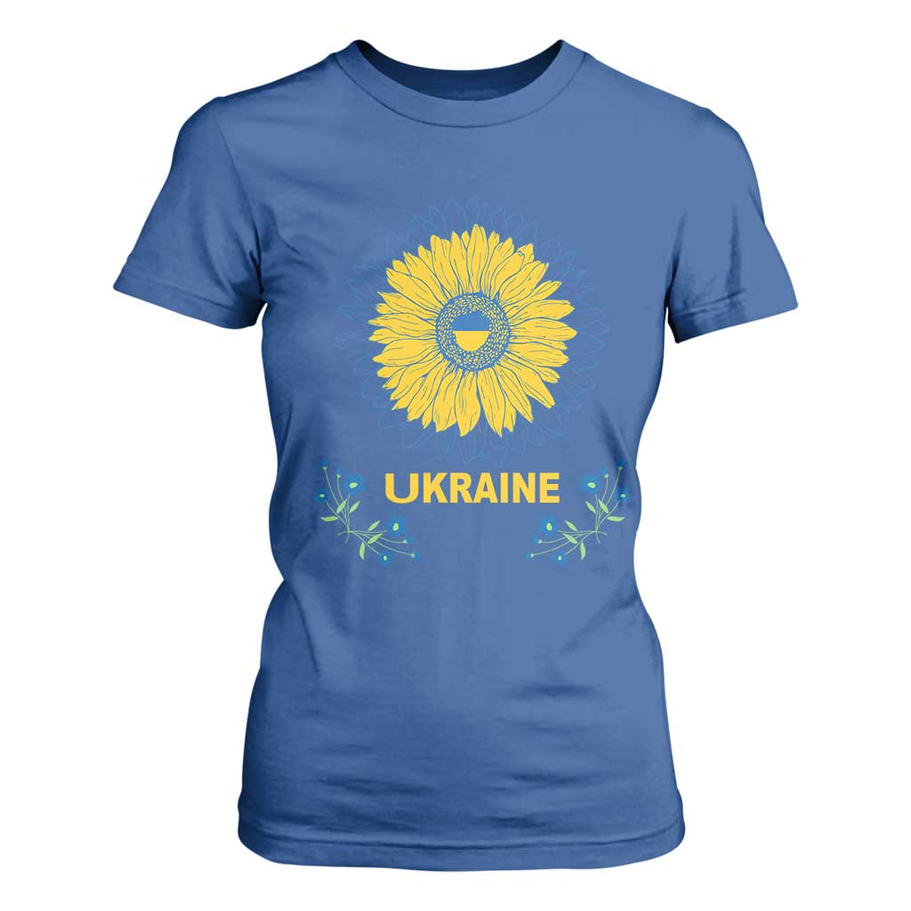 Ukraine Sunflower T Shirt For Women Ukrainian Flag TS02 Royal Blue Print Your Wear