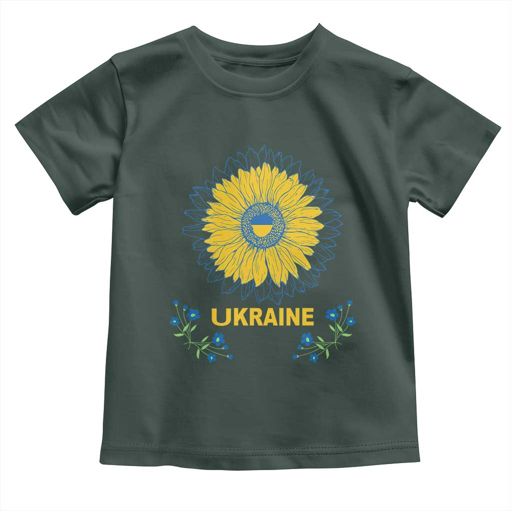 Ukraine Sunflower Toddler T Shirt Ukrainian Flag TS02 Dark Forest Green Print Your Wear