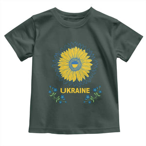 Ukraine Sunflower Toddler T Shirt Ukrainian Flag TS02 Dark Forest Green Print Your Wear