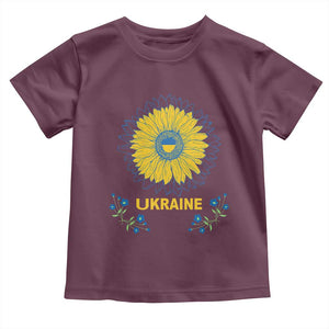 Ukraine Sunflower Toddler T Shirt Ukrainian Flag TS02 Maroon Print Your Wear
