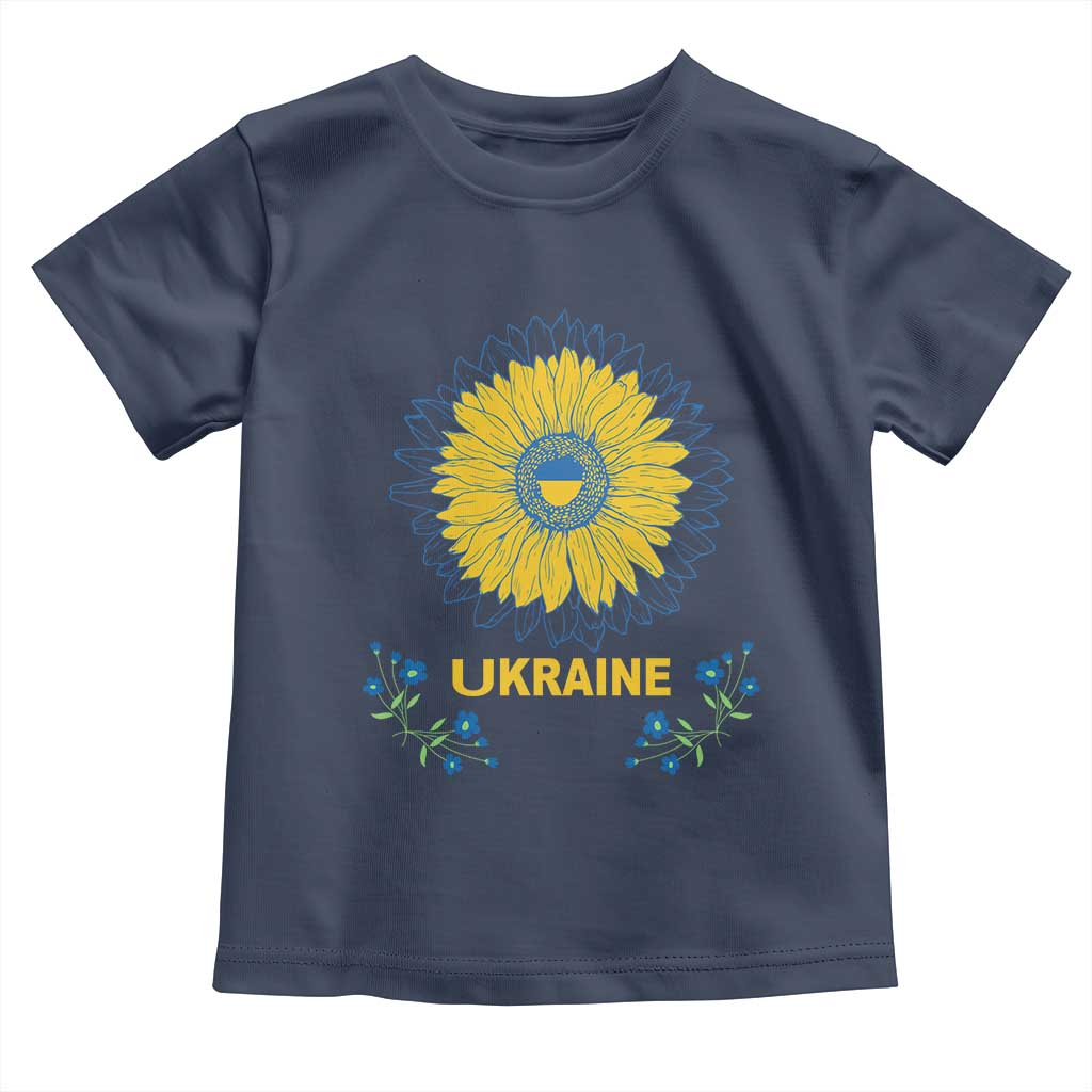 Ukraine Sunflower Toddler T Shirt Ukrainian Flag TS02 Navy Print Your Wear