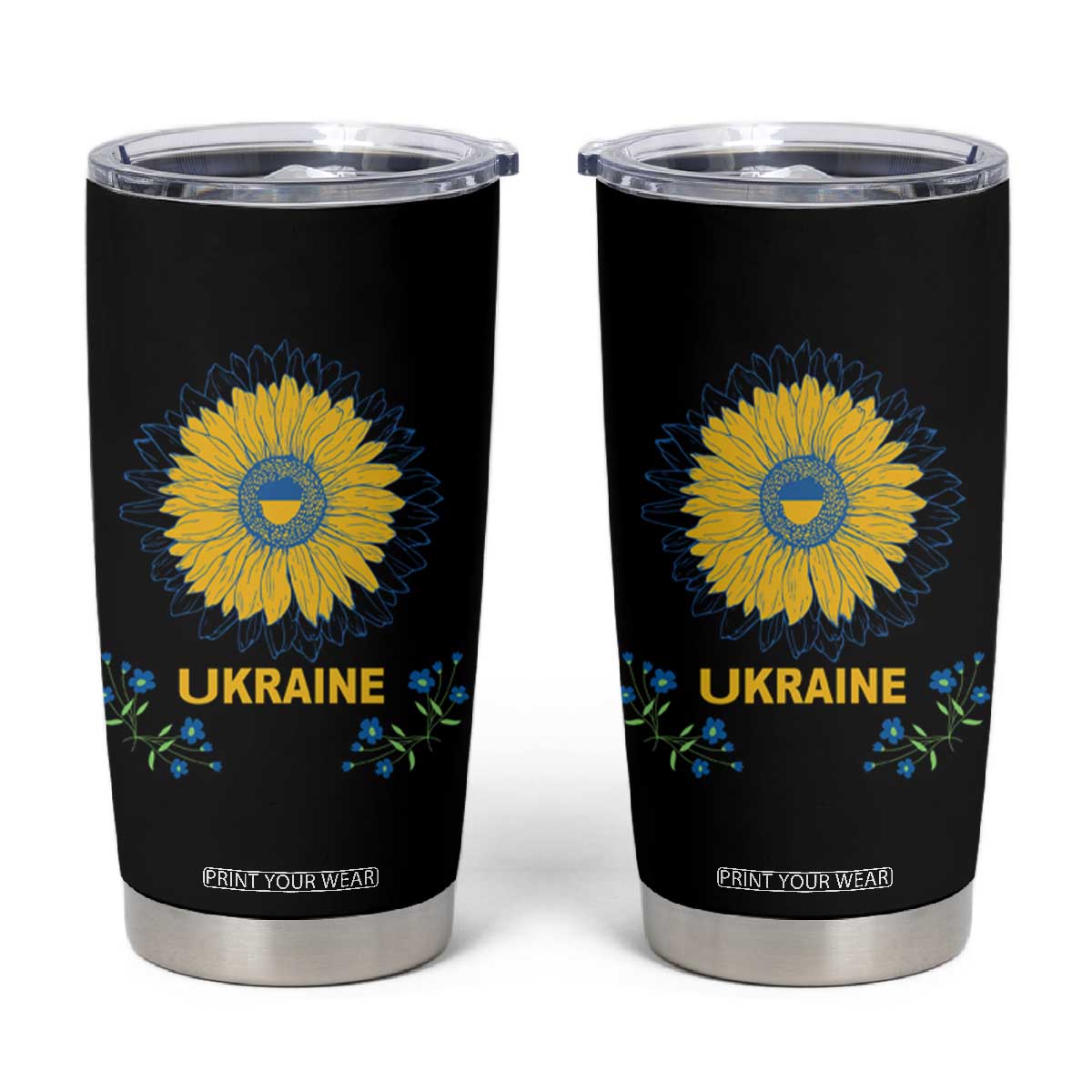 Ukraine Sunflower Tumbler Cup Ukrainian Flag TS02 Black Print Your Wear