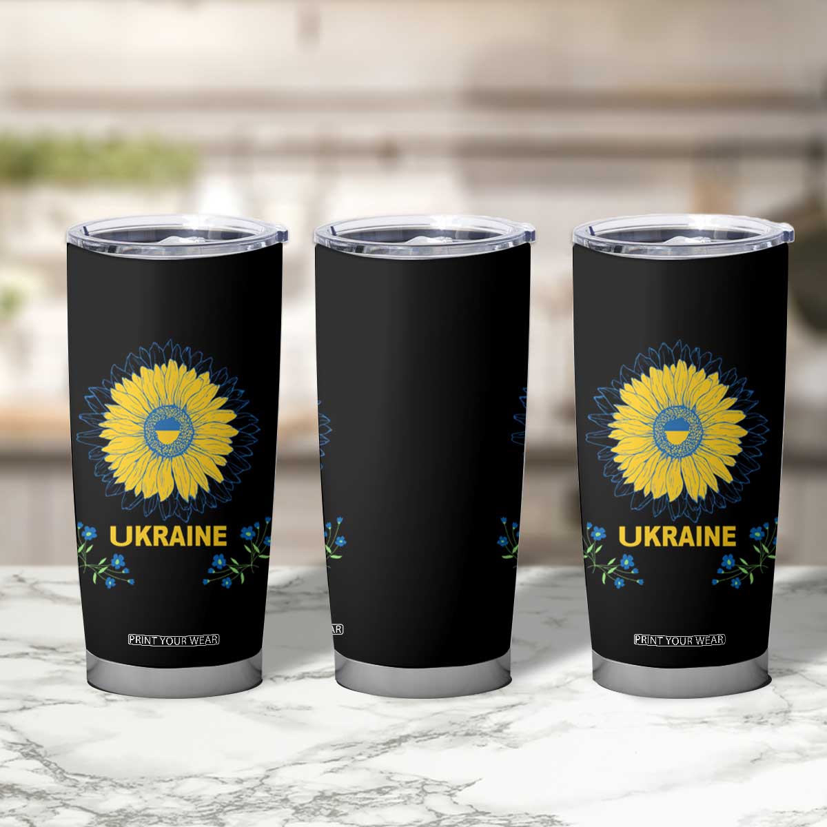 Ukraine Sunflower Tumbler Cup Ukrainian Flag TS02 Print Your Wear