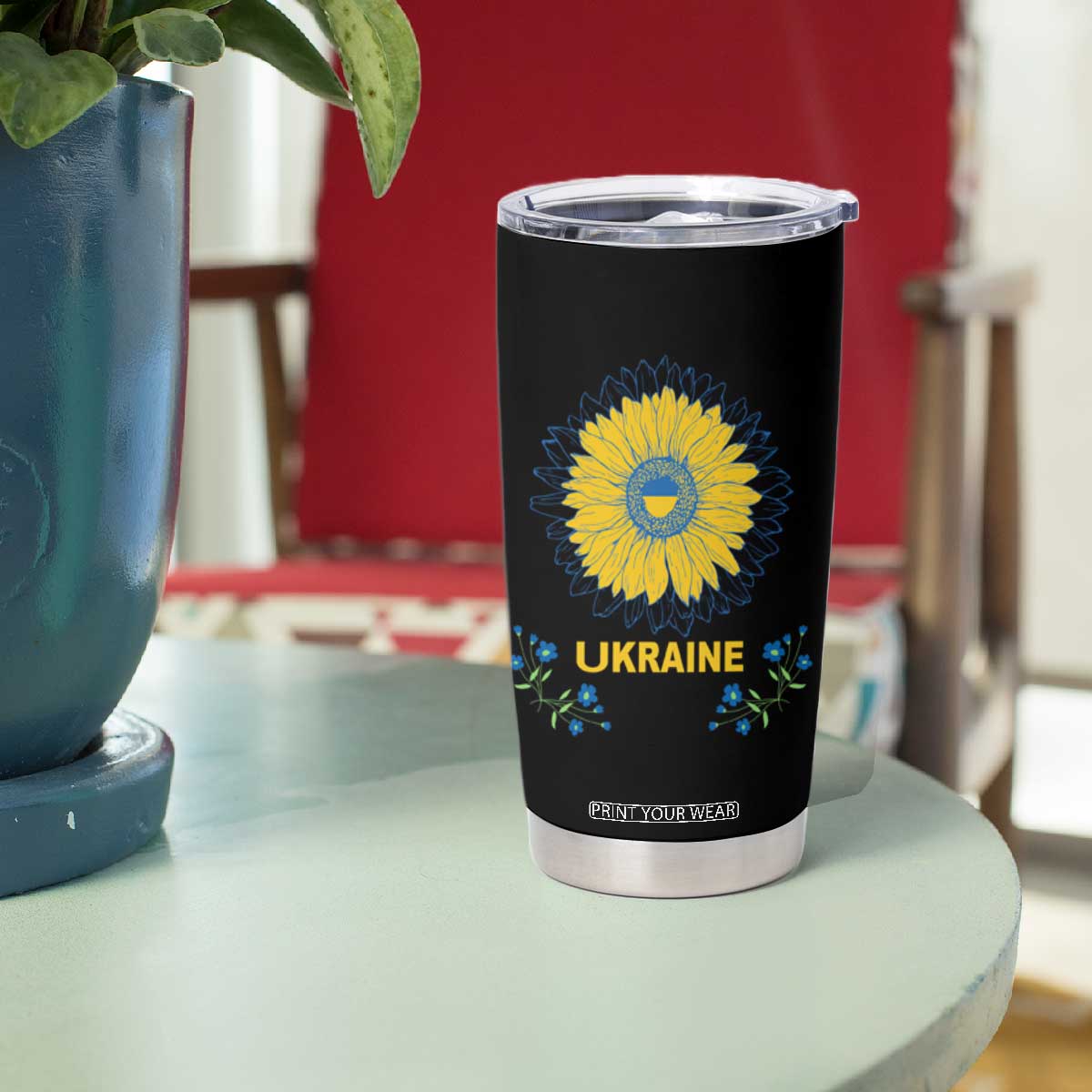 Ukraine Sunflower Tumbler Cup Ukrainian Flag TS02 Print Your Wear