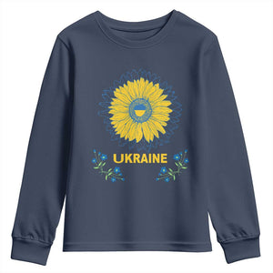 Ukraine Sunflower Youth Sweatshirt Ukrainian Flag TS02 Navy Print Your Wear
